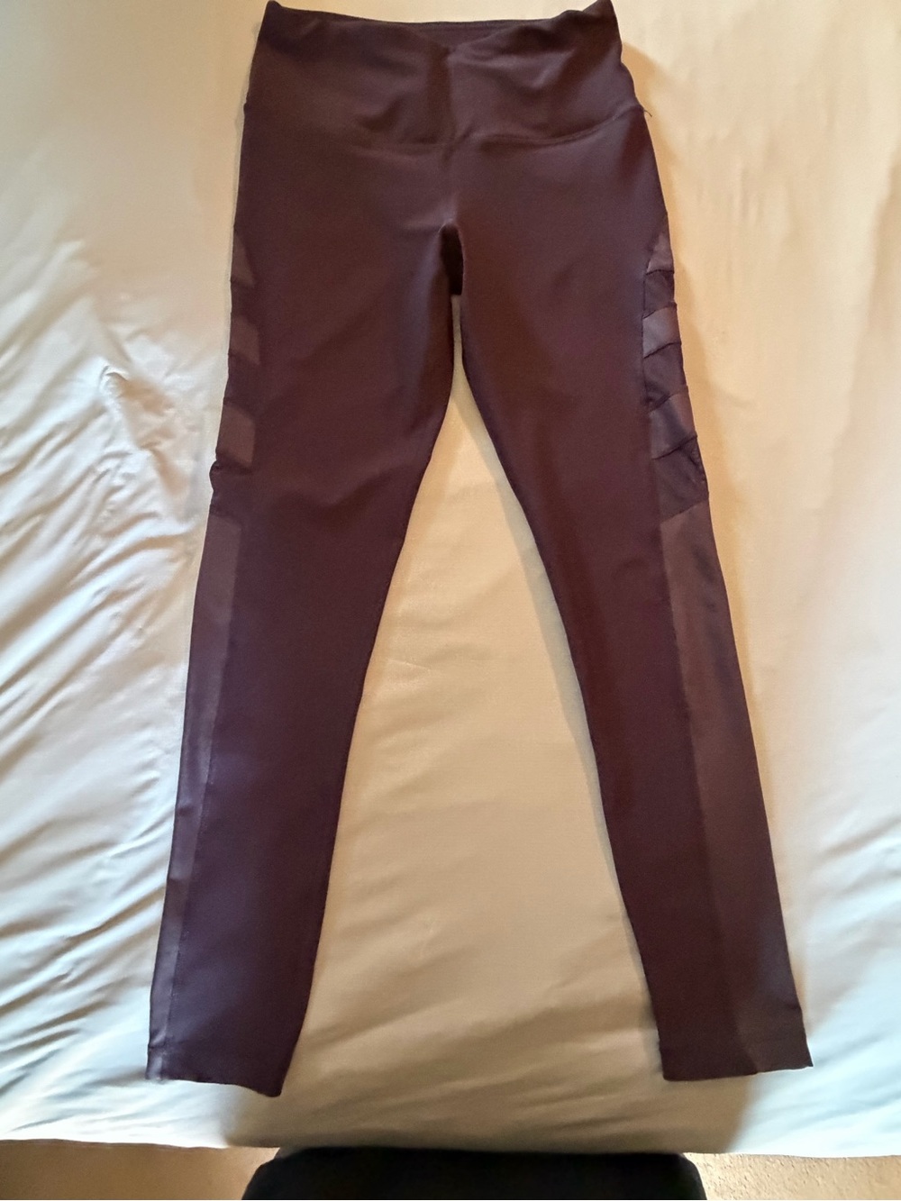 Women’s 90 degree High-Waist Plum Active Leggings with Mesh Panels